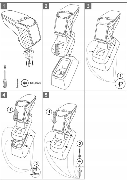 Rati v01291 Підлокітник ARM2 Citroen C3, 2017- ,Sx