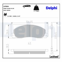 LP504 DELPHI Комплект гальмівних колодок дискові