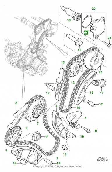 Jaguar OE AJ200TimingChain AJ20D4 /13/ Комплект ГРМ JAGUAR XE XF F-PACE 2.0 ДИЗЕЛЬ AJ20D4 /13/