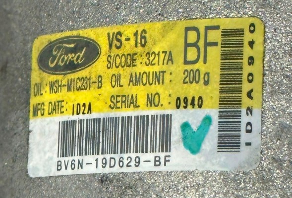 Ford OE BV6N-19D629-BF PAWELAUTOCZESCI НОВИЙ ОРИГІНАЛЬНИЙ КОМПРЕСОР КОНДИЦІОНЕРА FORD BV6N-19D629-BF