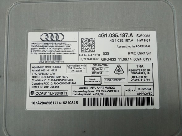 Volkswagen OE 4G1035187A 4G1035190A 4G1035187A AUDI MULTIMEDIA RMC SD AUDI A6 A7 США