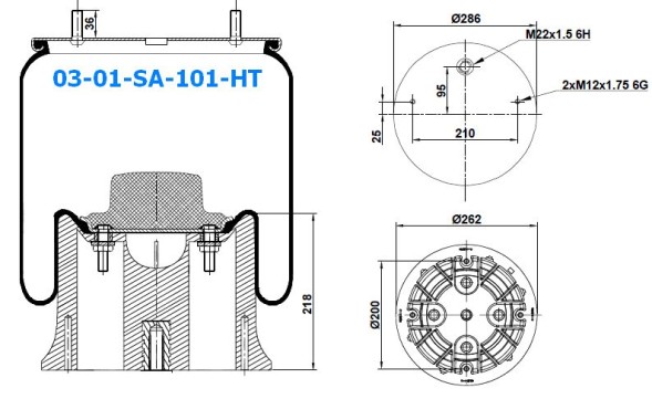 HT 03-01-SA-101-HT ПОДУШКА САФ 2927В САФ КОМПЛЕКТНА HT
