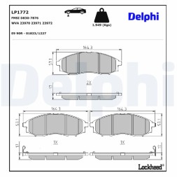 LP1772 DELPHI Комплект гальмівних колодок з 4 шт дисків