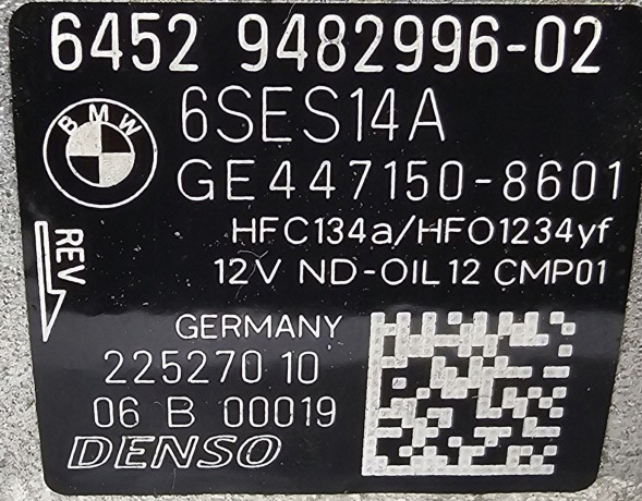 BMW OE 9482996 OE ОРИГІНАЛЬНИЙ КОМПРЕСОР КОНДИЦІОНЕРА BMW G20 G21 G29 - 9482996