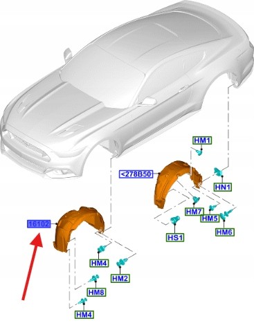 Ford OE НАДКОЛЕСО ЛІВЕ ПЕРЕДНЄ FORD MUSTANG 2015- 2017 OE 5360514 _ FR3B-16A563-BF