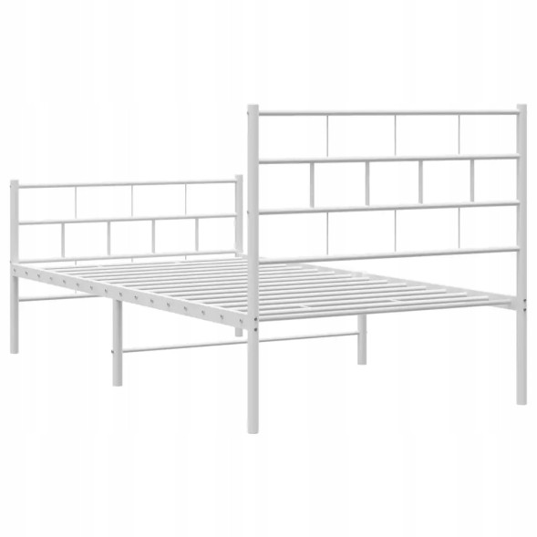 Kale 355720 Vidaxl металевий каркас ліжка з узголів'ям і занкою, білий, 100х190 см