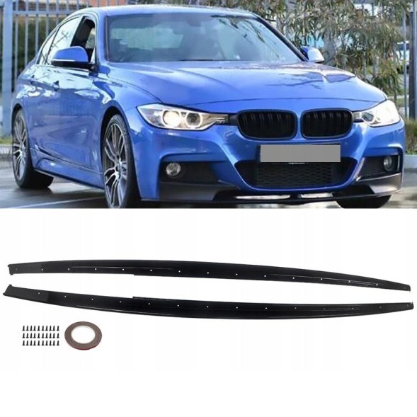 Китай S7-70019 Накладки Планки Порогів BMW F30 F31 M-Пакет (12-18) – Чорний Блиск МП Стиль