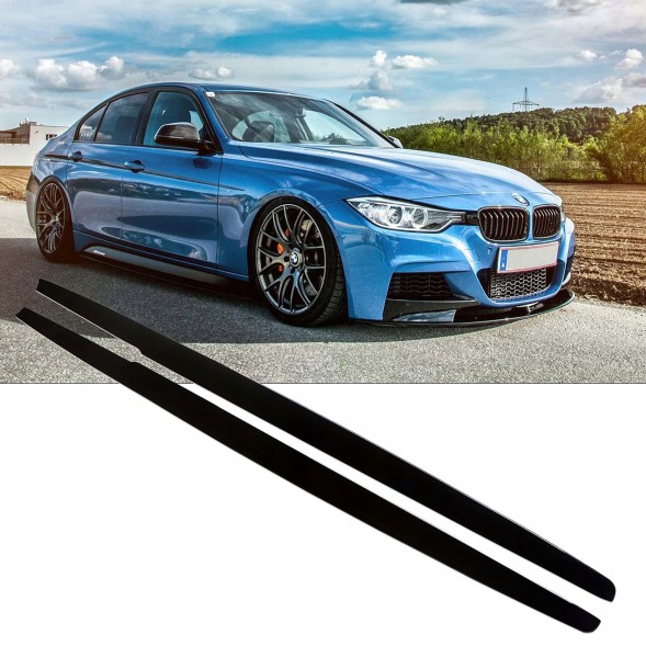 Китай S7-70019 Накладки Планки Порогів BMW F30 F31 M-Пакет (12-18) – Чорний Блиск МП Стиль