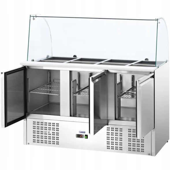 Китай WEW-SC-HP-1018046 Холодильний стіл Royal Catering 3-дверний 368л 8x GN Гастрономія CE
