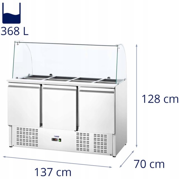 Китай WEW-SC-HP-1018046 Холодильний стіл Royal Catering 3-дверний 368л 8x GN Гастрономія CE
