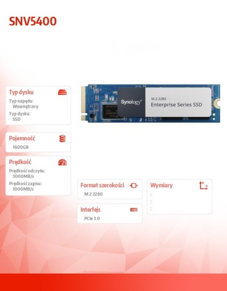 Китай WEW-SC-AB-NBSYNOHDDSNV16G SSD-накопичувач M.2 NVMe PCIe 3.0 1600 ГБ Synology SNV5420-1600G Швидкість 3000 МБ/с