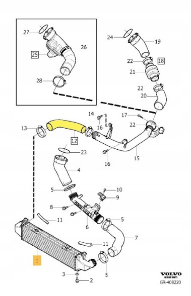 Proparts Krawczyk RURA PRZEWÓD WĄŻ TURBO INTERCOOLERA WZMACNIANY VOLVO S60 S80 V60 V70 XC60 XC70 31338560 31338809 ТРУБКА ТУРБО ПРОМІЖНОГО ОХОЛОДЖЕННЯ VOLVO XC60 X70