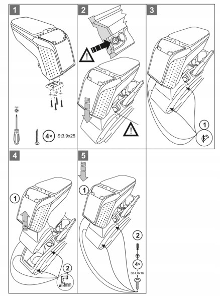 Rati V00832 Підлокітник для Ford B-MAX, 2015-2017, без рулонної штори. Центр, ARM2 сірий