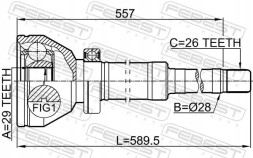 Febest 2711-XC90WDRH Шрус (граната) на півось 2711-xc90wdrh febest volvo c30 c70