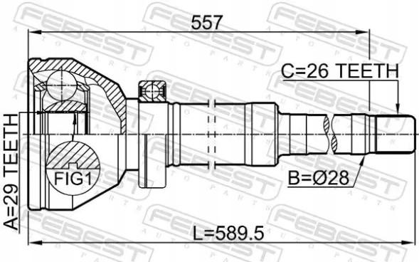 Febest 2711-XC90WDRH Шрус (граната) на півось 2711-xc90wdrh febest volvo c30 c70