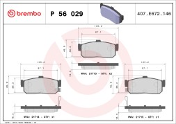 P56029 BREMBO Комплект гальмівних колодок з 4 шт дисків