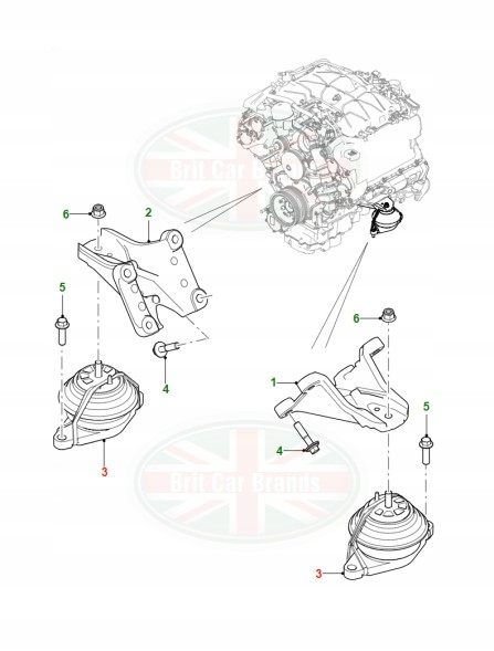 Jaguar OE Кріплення двигуна Jaguar F-Type X152 XF X250 XJ X351 XK X150 C2D2745