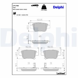 LP1785 DELPHI Комплект гальмівних колодок з 4 шт дисків