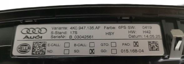 Volkswagen OE 4K0947135AF, DWP1000482OE Лампа підсвітки стелі Audi e-Tron 4K0947135AF