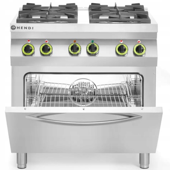 Китай WEW-SC-HP-1000921 Газова плита Hendi 4 конфорки, електрична конвекційна духовка GN1/1