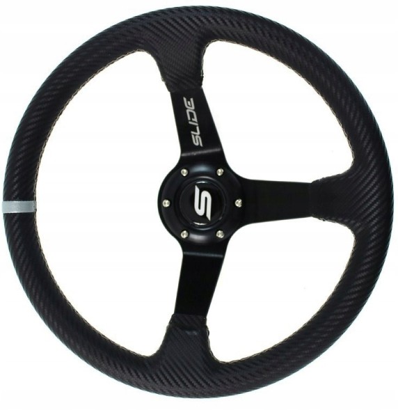 Slide SLIDE+NABA-E46 СПОРТИВНЕ КЕРМО ET-35 ЧОРНЕ, ДИЗАЙН CARBON SLIDE + ПЕРЕХІДНИК (СТУПИЦЯ) ДЛЯ BMW E46