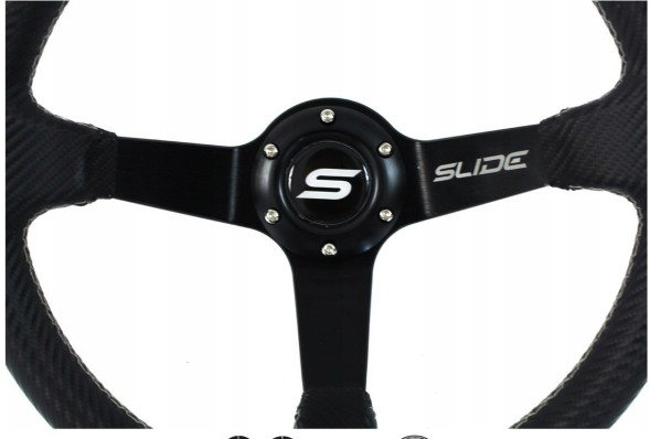 Slide SLIDE+NABA-E46 СПОРТИВНЕ КЕРМО ET-35 ЧОРНЕ, ДИЗАЙН CARBON SLIDE + ПЕРЕХІДНИК (СТУПИЦЯ) ДЛЯ BMW E46