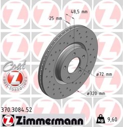 Zimmermann 370.3084.52 Zimmermann диск гальм. Mazda 3 06-09 2,3мпс 370.3084.52