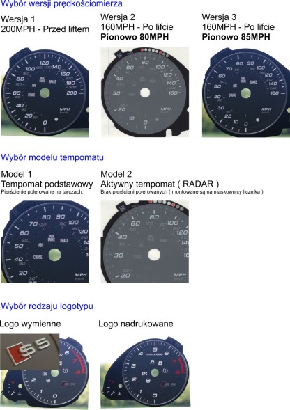 Moman 0089688085462 Audi A5 8T S5 заміна циферблатів MPH на км
