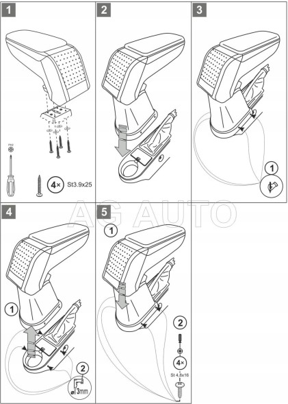 Rati C05466A Підлокітник RATI Стандарт тканина, Opel Combo 2001-2012; Corsa C 2001-2007