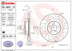 Brembo 09.A921.1X Гальмівні диски brembo 09.A921.1x
