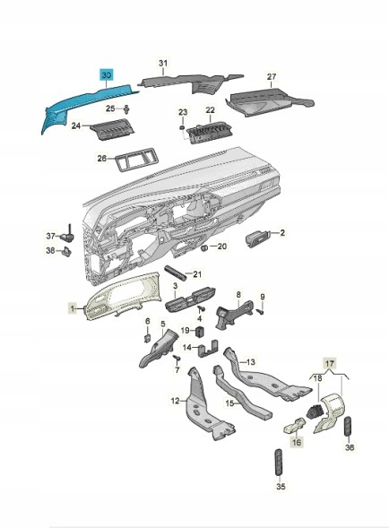 Volkswagen OE 2K9819403A9B9 Накладка на водостічну трубу під лобове скло ASO VW