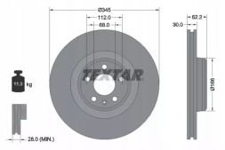Textar 92294305 98200-2943 Pro 0 1 гальмівний диск audi a6 3.0 quattro 12-18