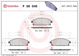 P56040 BREMBO Комплект гальмівних колодок з 4 шт дисків