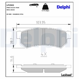 LP2502 DELPHI Комплект гальмівних колодок з 4 шт дисків