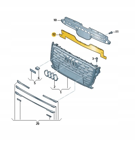 Audi OE 81A853039 НАКЛАДКА РЕШІТКИ ПЕРЕДНЯ AUDI Q2 ДИЛЕРСЬКИЙ ОРИГ