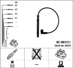 44278 NGK 44278 Комплект ізольованих проводів для свічок запалення RC RN1311