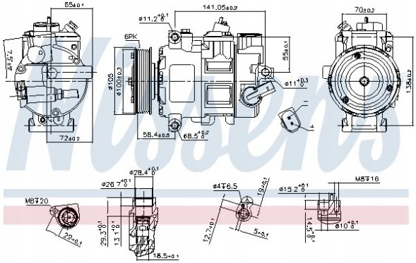 Nissens 890550 Компресор кондиціонера vw amarok 10-/vw т5 03-