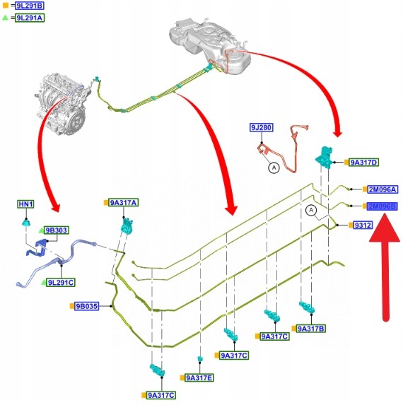 Ford OE ПАЛИВНИЙ ШНУР 2.5 HYBRID FORD KUGA 2020- 2551062 _ MX68-2M097-CC
