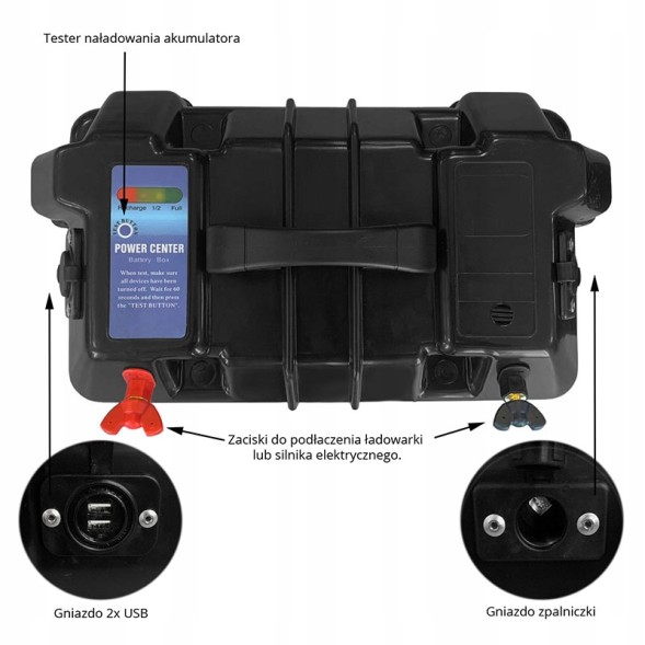 Китай КОНТЕЙНЕР ДЛЯ АКУМУЛЯТОРА З USB-ГНІЗДОМ та 12V -04686