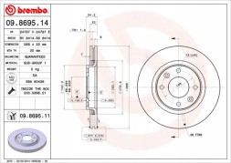 Brembo 09.8695.11 P 61 066 Передні диски та колодки BREMBO CITROEN C3 II 1.2 TH