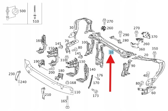 Mercedes-Benz OE ЦЕНТРАЛЬНИЙ КРОНШТЕЙН ПЕРЕДНЬОЇ КОНСОЛІ MERCEDES C W203 OE A2036205231