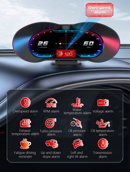 0AMS HUD Digital GPS Display Car Автомобільний hud дисплей p5 obd+gps смарт метр, підходить для більшості автомобілів
