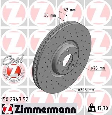 Zimmermann 150.2947.52 Zimmermann 150.2947.52 гальмівний диск передній лівий bmw x5 x6 // 1 штука