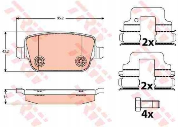 TRW GDB1732 + DF4766 Комплект диски + колодки trw задня частина ford galaxy ii