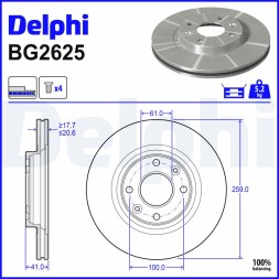 BG2625 DELPHI Диск гальмівний