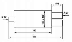 Turboworks TW-TL-018 Глушник спортивний кінцевий 2х77мм монтаж 2,5' 63мм turboworks нержавіюча сталь
