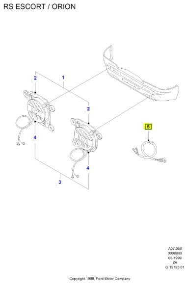 Ford OE Жгут проводів фар 'RS' FORD Escort/Orion 1990-1995 (EA) OE 5028635
