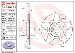 Brembo 09.7880.75 Гальмівний диск brembo для vw bora 1998-2004 2.3v5 2.8v6 - новий