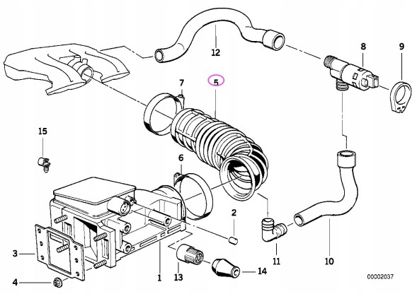 BMW OE Витратомір гума BMW E34 518i M40 - 13711734599