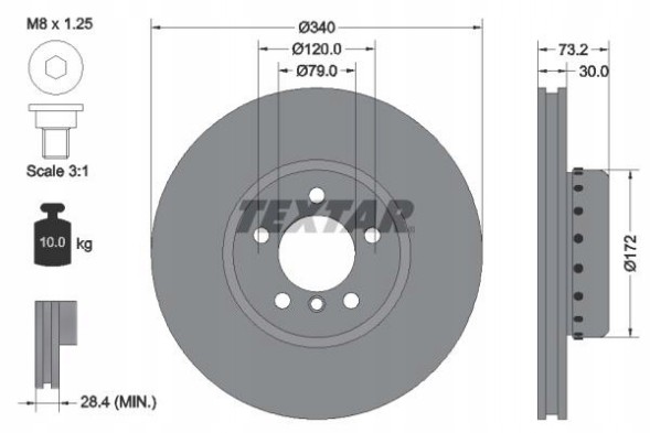 Textar 92264925 Textar 92264925 диск хам. Bmw р. 1/2/3/4 10-